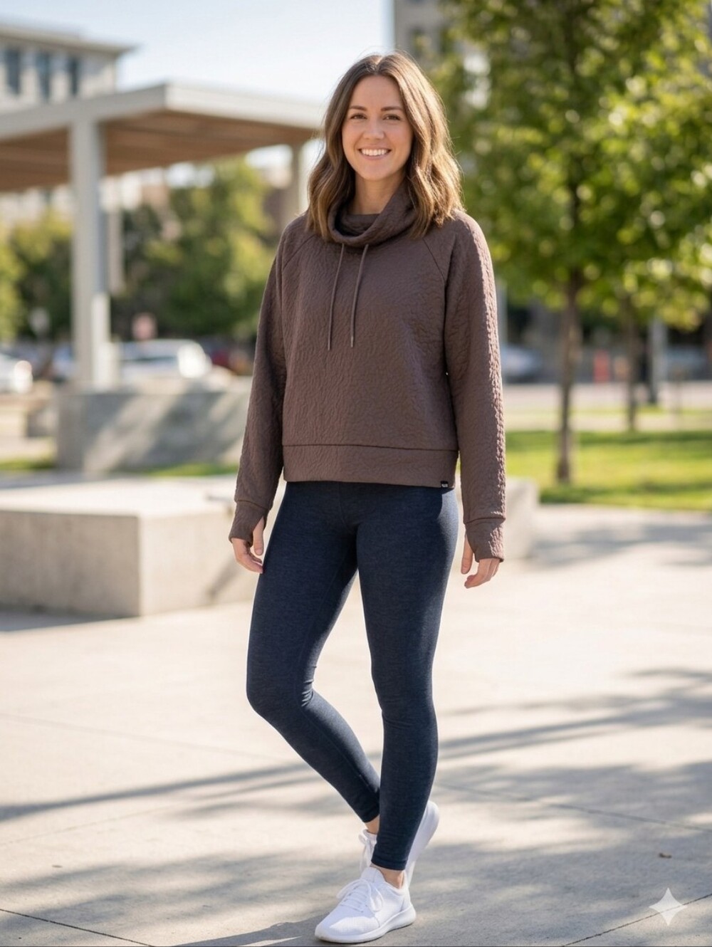 Juicy Couture Brown Textured Cowl Neck Pullover Jacket Long Sleeve Athleisure L - Picture 10 of 10
